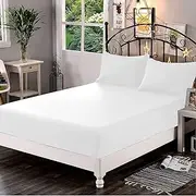 100% Egyptian Cotton Fitted Sheet, 400 Thread Count 30cm Deep Sheet White, Luxury & Ultra Soft Bedding Extra Deep Fitted Sheet - Fits Mattress Up to 12" Deep Pocket (Super King, White)