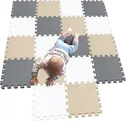 MQIAOHAM® 18 Pieces Puzzle Play Mats, Soft Baby Play Mat, Kids Interlocking Foam Floor Tiles, Toddlers Carpet Playmats G301018-101110112