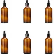 100ml Thick Dark Amber Glass Tincture Bottle - Leakproof Eye Dropper Amber Glass Bottle for Essential Oils Storage and Travel Professional 6 PCS