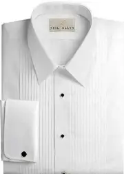 Neil Allyn Slim Fit 100% Cotton 1/4" Pleated Laydown Collar Tuxedo Shirt