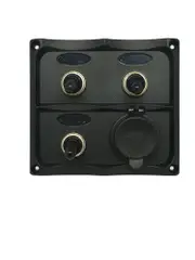 3 Switch Panel with Dual amp socket and three toggle switches USB 4.2A Socket