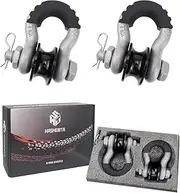 HASHENTA Upgraded Snatch Block,2 Pack 3/4" D Ring Shackle 41887lbs Breaking Strength with Towing Pulley Ring,for Off Road Jeep Truck ATV & UTV Vehicle Recovery (Grey)