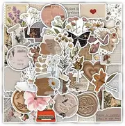 ZJSXINDI Retro Aesthetic Stickers, 60Pcs Multicolour Waterproof Laptop Decals for Water Bottle, Journal Planners, Matte Finish