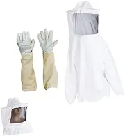 Granmagazz Beekeeping Suit, Bee Suit for Men Women,Beekeeping Outfit Long Gloves Outdoor Gloves Beekeeper Veil Hat Suit Beekeeper Hat Work Clothes Beekeeping Protective Gear Costume