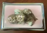 Kittens In Bows 100's Size Cigarette Case with lighter Metal Wallet