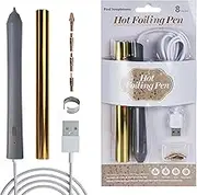 Foil Quill Pen Kit with 4 Size Metal Tips &1pc Gold Heat Activated Foil Rolls, Hot Foiling Pen for Card Making Scrapbooking Tools,Drawing Pen USB Powered Foil Quill Starter Kit