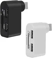 Justivana 4 in 1 Rotatable USB Hub,Laptop Hub, Portable 180 Degrees Rotate USB Hub, USB Hub Docking Station (Black+White)