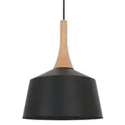 CLA Nordic Metal & Oak 270mm Small Pendant Light - Black