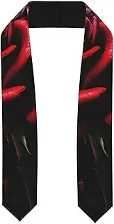 [SKKNT] Red And Roses Print Graduation Shawl Stole For Academic Commencements Honor Sash Congratulations Gift