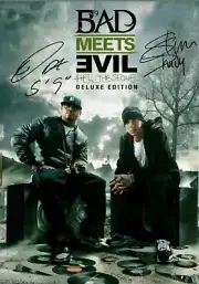 ❤Eminem Bad Meets Evil Royce 5'9Copy of Original Autographed A4 Poster CD cover❤