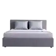 NNEDSZ Luxury Gas Lift Bed Frame Base And Headboard With Storage - King - Grey