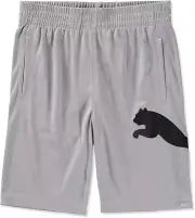PUMA Boys' Core Essential Athletic Shorts (Large, Light Heather Grey Black) NWT