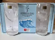 NIB Wine Glasses Luminarc Verrerie D'Arques France Clear 6” Set of 3 L@@K