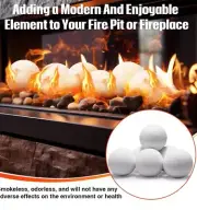 12 Ceramic Fire Balls 3.5” Beige For Gas Fire Pit*Fire Bowl*Fireplace StarFireDe
