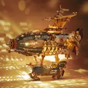 FUNPOLA LED 3D Wood Puzzle Airship Model - DIY Craft Kit with Lights