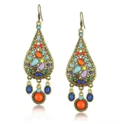 2Pair Bohemian Colorful Ethnic Tassel Ear Drop Earrings Piercing Earring for Women