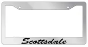 Chrome METAL License Plate Frame Scottsdale Cursive Auto Accessory 2666