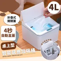 在飛比找momo購物網優惠-【自動掀蓋】桌上型智能感應式垃圾桶(帶蓋 小垃圾桶 防塵收納