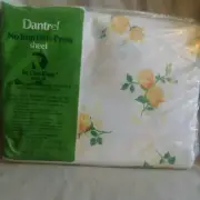 Vintage Dan River Dantrel Flat Sheet For 54 X 76" Mattress. White With Yellow...