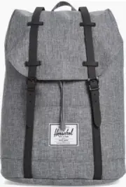 NWT Herschel Supply RETREAT Canvas Laptop Backpack Raven Crosshatch Gray $100
