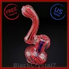 5" Handmade Bright Red Swirl Bubbler Sherlock Tobacco Smoking Bowl Glass Pipes