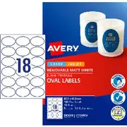 Avery 18UP Inkjet Laser Removable Oval Labels White 10 Sheets