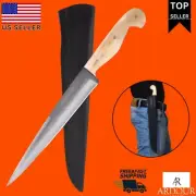 14" Full Tang Survival Real Wood Handle Bowie Knife Set Full Tang Fixed Blade
