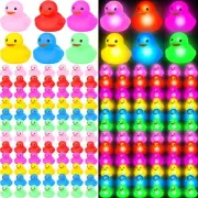 Deekin 100 Pcs LED Light Up Rubber Duck 2'' Mix Color Cute Small Ducks Glow T...