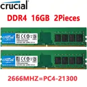 Crucial DDR4 32GB 2X16GB 2666 Mhz PC4-21300 288pins Desktop Memory Dimm Ram
