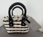 BALENCIAGA Bistro XXS Basket Optic White Patent Leather Tote Bag NEW WITH TAGS
