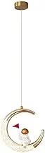 TONFON Creative Astronaut Chandelier Meniscus Metal Pendant Light with Acrylic Lampshade, Children's Room Hanging Light Suspension Lamp for Kitchen Island Living Room Bedroom Bedside Dining Room Hallw