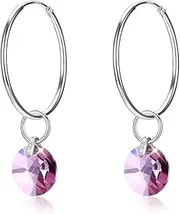 [Generic] Crystals from Elements S925 Circle Fashion Crystal Earrings Women Elegant Hoop Earriings Made in China