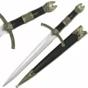 FIXED-BLADE DAGGER | 13.5" Medieval Short Sword Silver Knight Knife Costume Prop