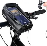 WILD MAN 0.6L Quick Release Rainproof Phone Holder Type Bike Handlebar Bag with Touch Screen for MTB Mountain Road Bike Bicycle Cycling (XT3,Twill)