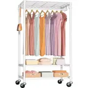 Rolling Clothes Rack Heavy Duty, Clothing Racks for Hanging Clothes, P6 White