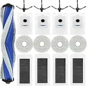 17 Pcs Replacement Accessory Kit for Ecovacs Deebot X5 Pro X5 Omni Vacuum Cleaner, 1 Main Brush, 4 HEPA Filters, 4 Dust Bags, 4 Mop Pads, 4 Side Brushes