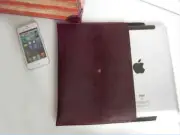 file Folder pocket cow Leather laptop bag Briefcase notebook case purple 043