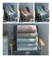 130*220cm Cozy Decorative Knit Woven Throw Blanket Sofa Throw Bed Throw Bed Blanket