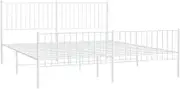 'vidaXL King Size Metal Bed Frame with Headboard and Footboard, Robust Steel Construction, Extra Storage Space, Modern Design, White