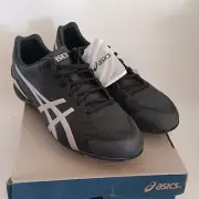 New In Box Asics Base Burner Silver Black Baseball Mens Shoes Cleats Size 10.5