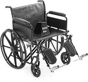 22" Heavy Duty Bariatric Wheelchair for Adults - Black - Removable Full Arms and Elevated Leg Rests - 500LB Capacity - Vinyl Seat - Adjustable Standard and Hemi Height - K7
