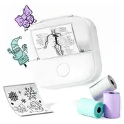Phomemo T02 Sticker Printer, Inkless Printer Mini Printer Sticker Maker Bluetooth Thermal Pocket Printer for Study Notes, White