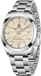 [BY BENYAR] BENYAR Mechanical Men's Watch Automatic Movement 50M Waterproof Luminous Date Display Simple Easy to Read Casual Business Men's Stainless Steel Watch