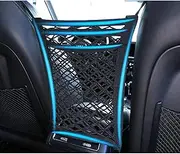 Weforu Dog Car Net Barrier, 3-Layer Car Mesh Organizer Baby Stretchable Storage Bag Universal, Barrier of Backseat Pet Kids, Cargo Tissue Purse Holder, Driver Storage Netting Pouch - Black