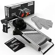 Adjustable Stainless Steel Mandoline Food Slicer with Cut Resistant Gloves [Upgraded] - Professional Handheld Kitchen Mandolin Julienne Cutter to Slice Vegetables Fruits Chips French Fry