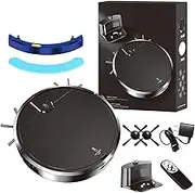 Smart Dual-Mode Robot Vacuum,Smart Robot Vacuum and Mop 2-in-1 Combo,Robots Vacuums,Tangle-Free Tech,Strong Suction Power,Auto Recharge,Ultra-Slim Quiet,for Hard Floor Carpet (Black)