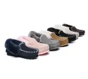 AUSTRALIAN SHEPHERD® UGG Slippers Sheepskin Wool Ankle Popo Moccasins - Pink / AU Ladies 10 / AU Men 8 / EU 41