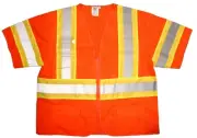 Cordova V3200L Cor-Brite Type R, Class III, Orange Mesh Vest, Zipper Closure,...