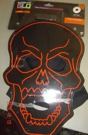 NEW Halloween Skeleton Night GLO GLOW Gemmy Adult MASK Flashing Steady Hooded