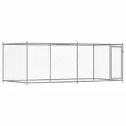 vidaXL Dog Cage with Door Dog Kennel Crate Animal House Grey Galvanised Steel